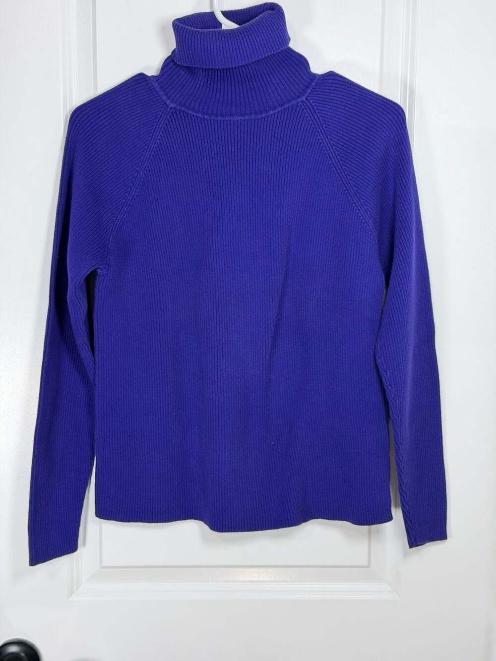 Harve Benard Royal Blue Ribbed 100% Cotton Turtleneck Sweater Size Large
